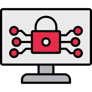 İnternet güvenlik simgesi. Web için veri güvenlik vektör simgelerinin özet çizimi