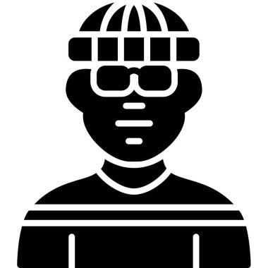 Gözlük takan çocuk. Beyaz arkaplanda izole edilmiş web tasarımı için gözlük vektör simgesi takan ana hatlı adam