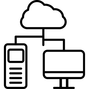 Bulut Hesaplama Vektör Satırı Simgesi Tasarımı