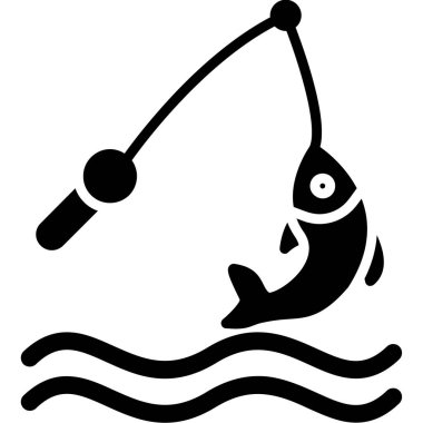 balık simgesi ve vektör illüstrasyonu beyaz arkaplanda izole edildi