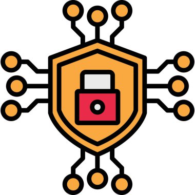 güvenlik sistemi simgesi renk ana hatları vektörü