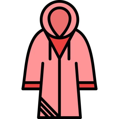 Kışlık ceket simgesi renk ana hatları vektörü