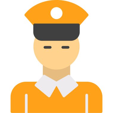 Memur yassı simge, vektör, illüstrasyon