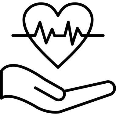 Kardiyogramla el çizimi kalp, vektör çizimi