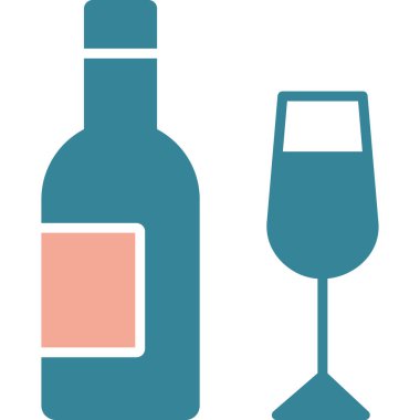 Şişe cam şarap. Vektör illüstrasyon için.