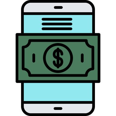 Şeffaf bir arkaplanda mobil bankacılık vektör çizimi. Birinci kalite semboller. Web ve mobil tasarım için vuruş simgesi.