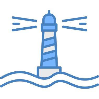 deniz feneri ikonu vektör illüstrasyonu