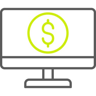 Dolar işareti olan bir laptop. ağ basit vektörü