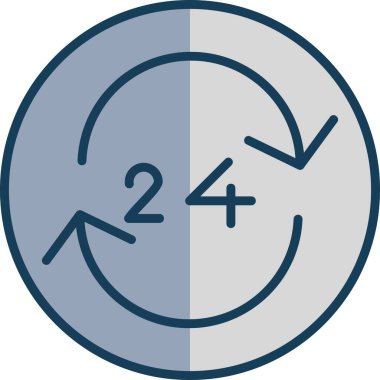 24 saat simge, basit illüstrasyon tasarımı çizimi