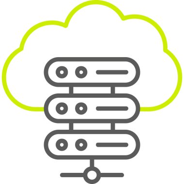 bulut hesaplama vektör çizgisi simgesi,