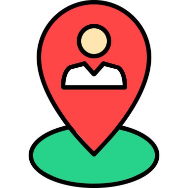 Harita işaretleyici vektör simgesi. Harita ve web tasarımı için konum düz simgesinin özeti