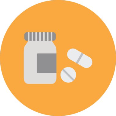 İlaç şişesi vektör simgesi. İlaç ve hapların basit bir çizimi