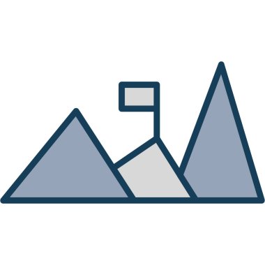 Dağların vektör simgesi. Düzenlenebilir dış hat vuruşu. Web tasarımı ve web uygulamaları tasarımı için lineer sembol, logo. yazıcı medya. çizgi illüstrasyonu