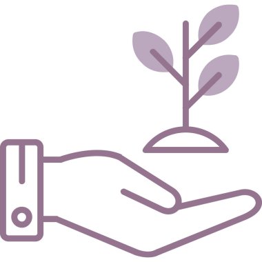 Bitki simgesi ile el, vektör illüstrasyonu