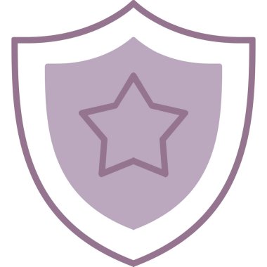 Kalkan vektör simgesi. biçim düz sembol, mor renk, yuvarlak açılar, beyaz arkaplan