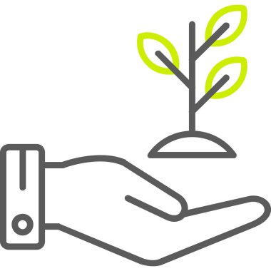 el ve bitki simgesi, çizgi vektörü