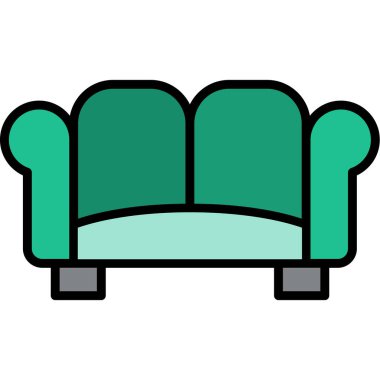 Kanepe simgesi renk ana hatları vektörü