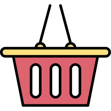 Sepet ikonu. taslak alışveriş sepeti vektör rengi düz izole