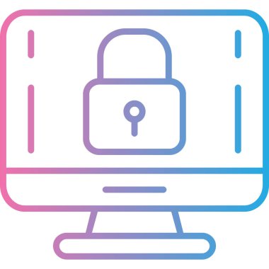 Dizüstü bilgisayar kilidi. Basit illüstrasyon