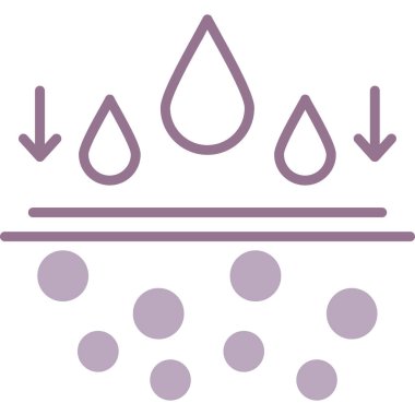 yağmur damlası vektör simgesi. biçim düz ikonik sembol, mor renk, yuvarlak açılar, beyaz arkaplan