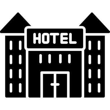 Otelde. Web simgesi basit illüstrasyon