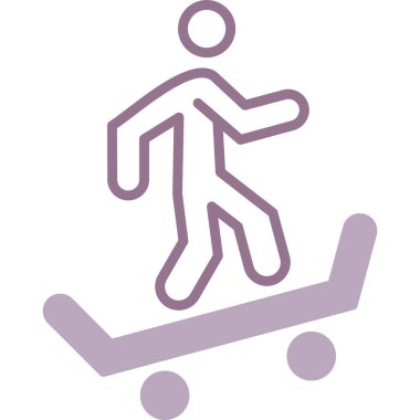 Kaykay simgesine ana hatlarıyla binen adam