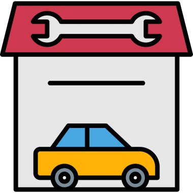 Araba dükkanı ikonu. Web için dükkan vektör simgelerinin özet çizimi