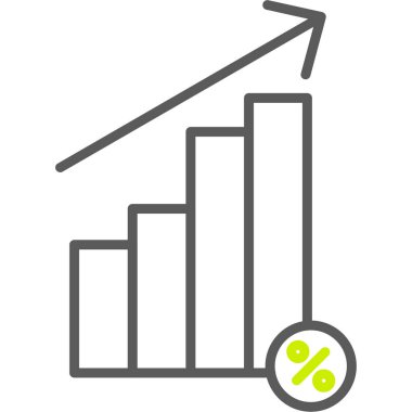 Okla büyüyen grafik. Vektör simgesi. grafik sembolü çizimi. Büyüme ve büyüme kavramı. beyaz üzerine izole.