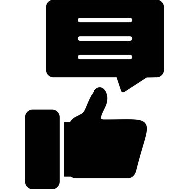 Konuşma balonu simgesi ile el, illüstrasyon