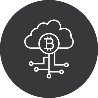 Bitcoin bulut simgesi, basit illüstrasyon