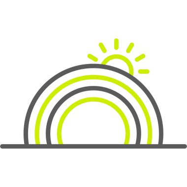 Güneş ve güneş ikonu. Web için güneş vektör simgelerinin özet çizimi