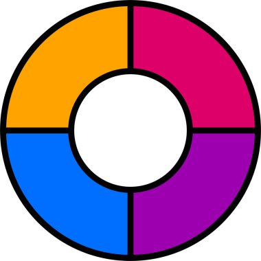 Pasta çizelgesi simgesi. Taslak pasta grafiği vektör rengi düz izole