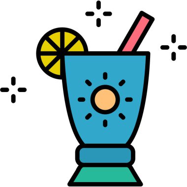 Kokteyl ikonu. Vektör illüstrasyonu