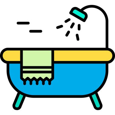 Banyo banyosu ikonu renk çizgisi vektörü