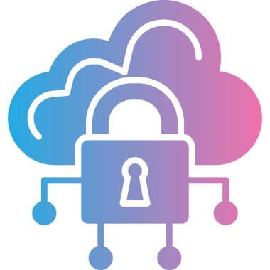 Doldurulmuş dış hat biçiminde bulut hesaplama kilidi simgesi