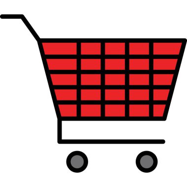 Kırmızı çizgileri olan alışveriş arabası.