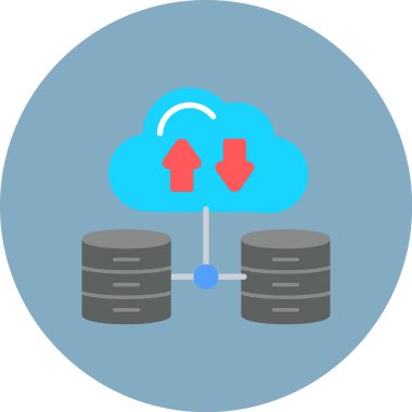 Bulut hesaplama simgesi. Renk doldurma tasarımı ile düzenlenebilir vektör çizimi.