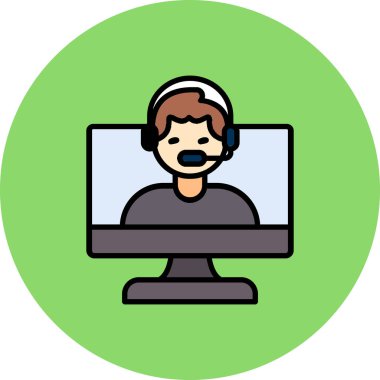 Çağrı merkezi operatör simgesi renk ana hatları vektörü