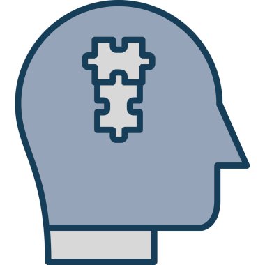 Beyin zihin fikri simgesi ile doldurulmuş ana hatlar