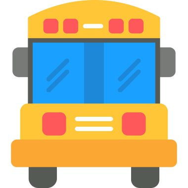 bus düz simgesi, vektör illüstrasyonu