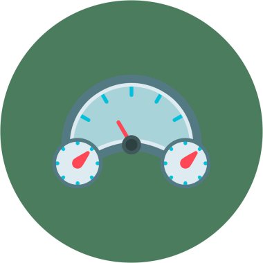 Beyaz arkaplanda izole edilmiş düz biçimdeki hız göstergesi simgesi. hız ölçer vektör illüstrasyonu