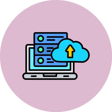 bulut hesaplama vektör çizimi dizaynlı dizüstü bilgisayar