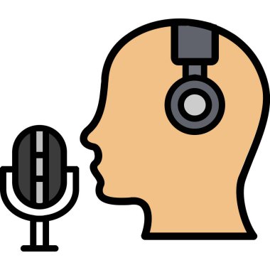 mikrofon simgesi. düzenlenebilir vektör ana hatları renk doldurma çizelgesi