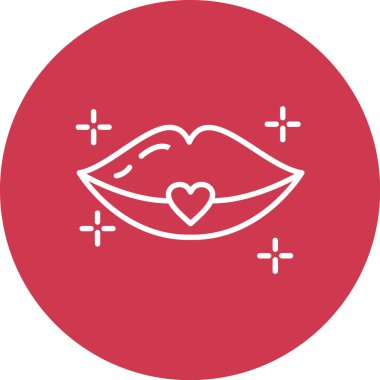 Kırmızı kalpli kırmızı dudak simgesinin vektör çizimi
