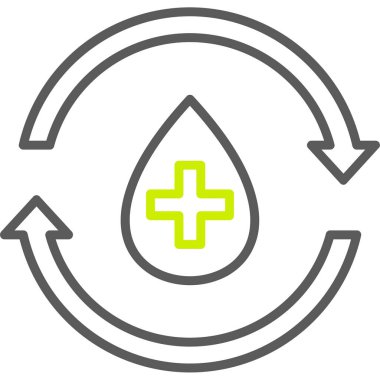 Vektör simgesini geri dönüştür. biçim iki renkli düz sembol, eko yeşil ve mavi renkler, yuvarlak açılar, beyaz arkaplan