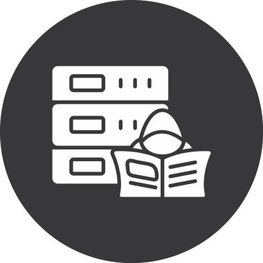 veri depolama simgesi, sunucu ve veri, depolama işareti, vektör grafikleri, beyaz arkaplan üzerinde sağlam bir kalıp, 10 PS.