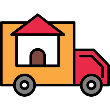 dağıtım kamyonu simgesi, vektör illüstrasyonu