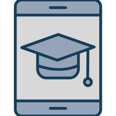 Çevrimiçi eğitim simgesi, vektör illüstrasyonu