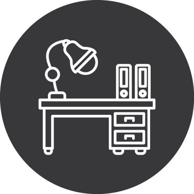 Bilgisayar masası, bilgisayar ve ofis simgesi