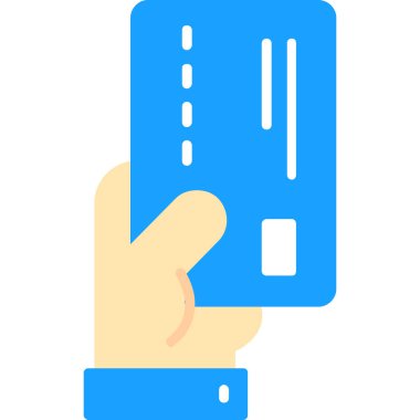 Kredi kartı simgesi ile el, vektör illüstrasyonu